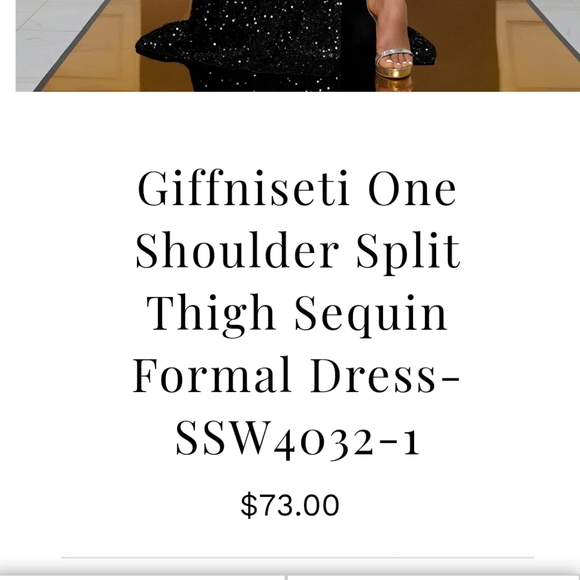 Black one shoulder Seguin Gown - Picture 2 of 15